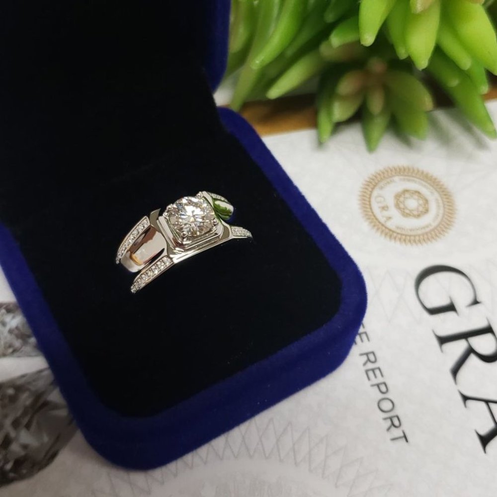 1 Carat Moissanite Men Engagement Ring 925 Sterling Silver Wedding Band D- FL